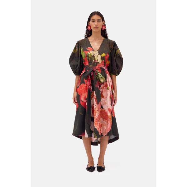 Romance Was Born Red Roses Smock Dress, view 2