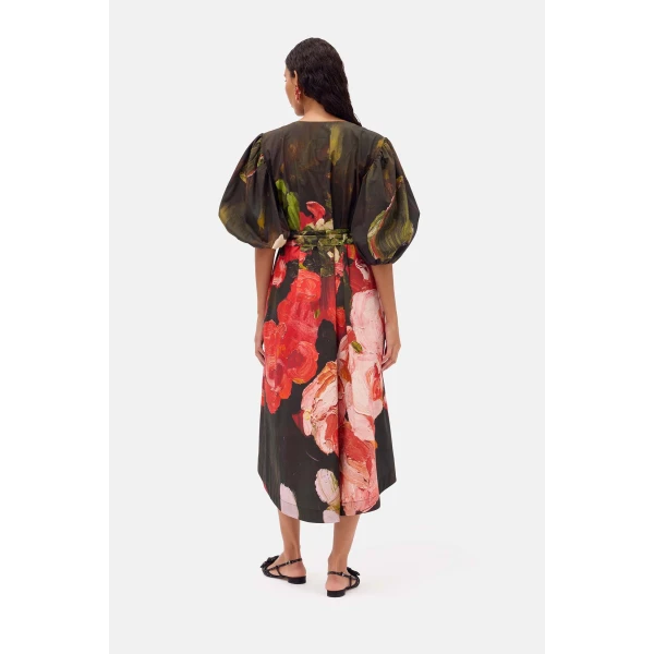 Romance Was Born Red Roses Smock Dress, view 6