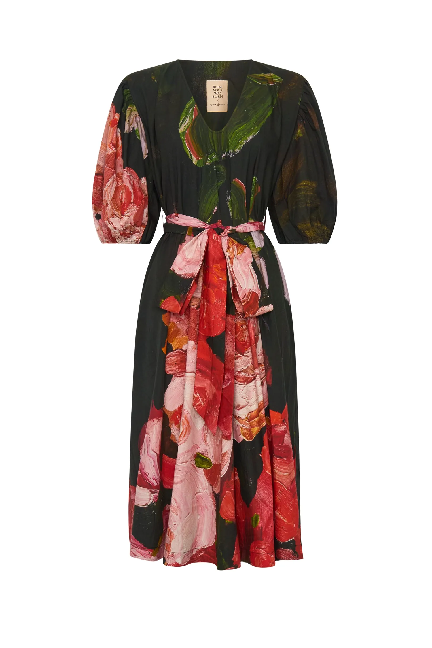 Romance Was Born Red Roses Smock Dress