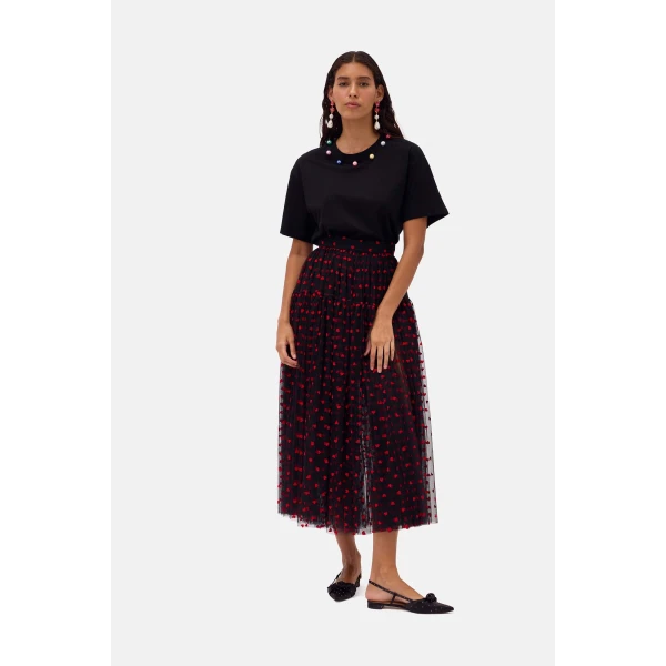 Romance Was Born Tulle Heart Maxi Skirt, view 3