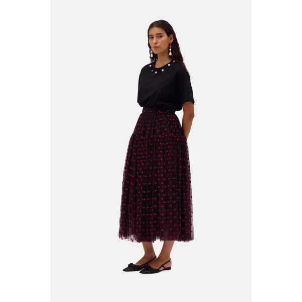 Romance Was Born Tulle Heart Maxi Skirt, view 4