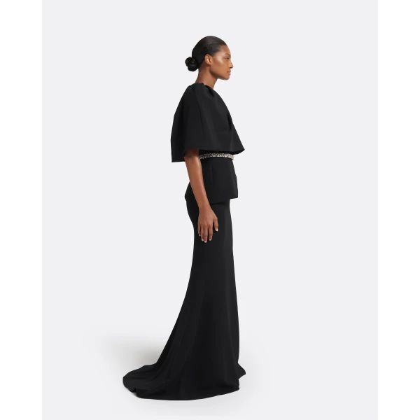 Safiyaa Alambra Long Dress in Black, view 5