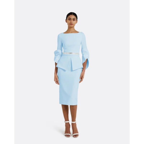 Safiyaa Alondra Pale Blue Midi Dress, view 2
