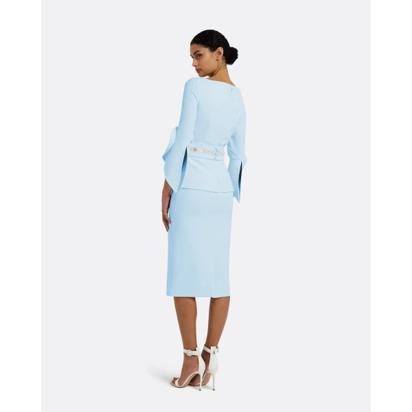 Safiyaa Alondra Pale Blue Midi Dress, view 3
