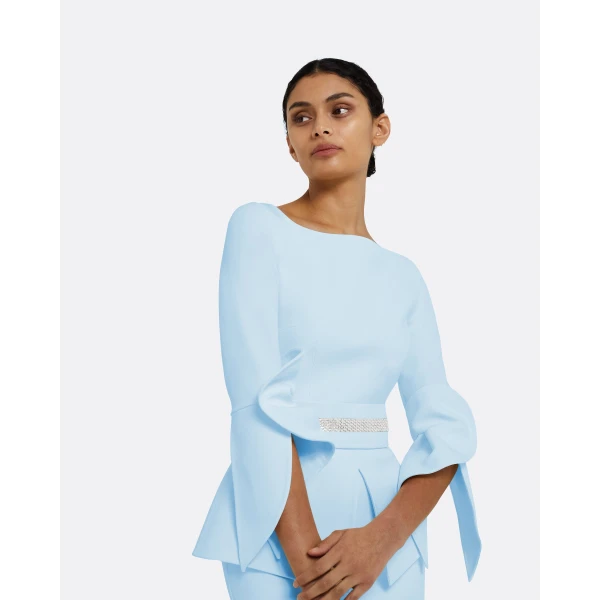 Safiyaa Alondra Pale Blue Midi Dress, view 4