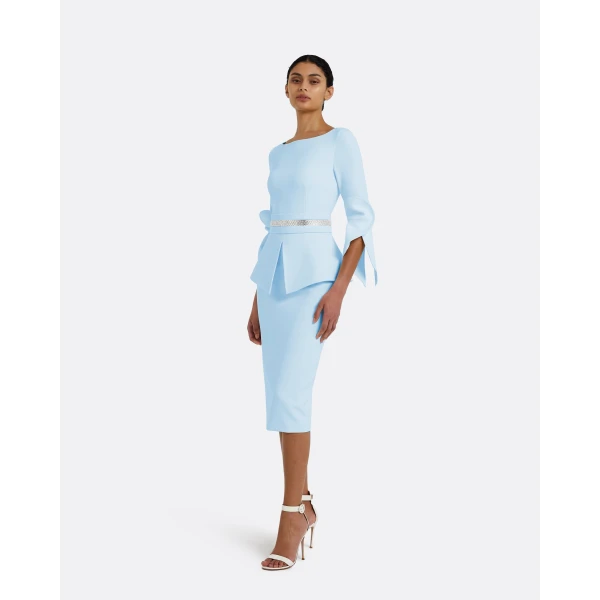 Safiyaa Alondra Pale Blue Midi Dress, view 5