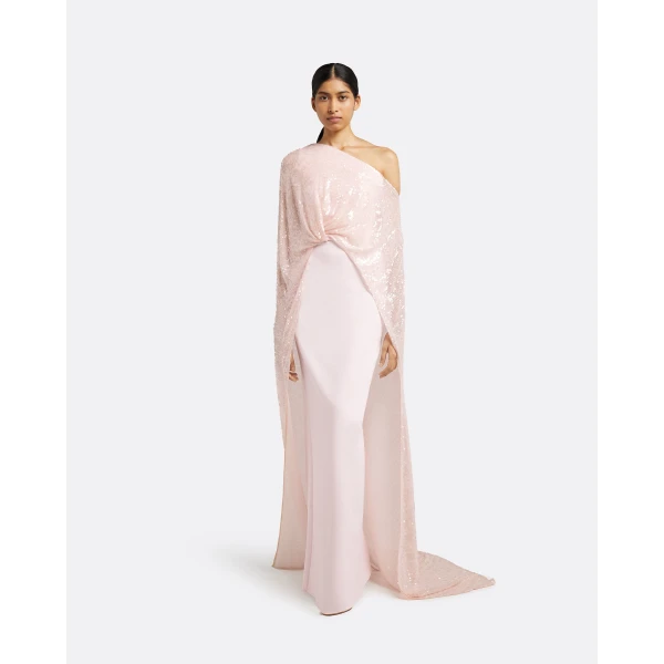 Safiyaa Cadenza Barely Pink Long Dress, view 2