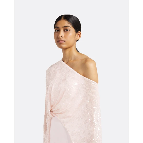 Safiyaa Cadenza Barely Pink Long Dress, view 4