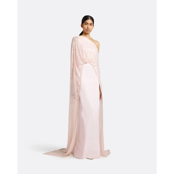 Safiyaa Cadenza Barely Pink Long Dress, view 5