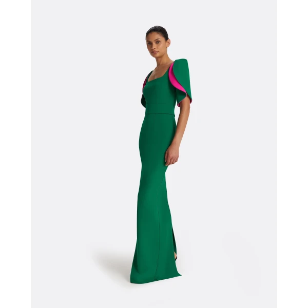 Safiyaa Dara Jewel Green Long Dress, view 5