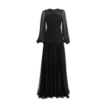 Safiyaa Finley Long Dress in Black & Embellished Belt