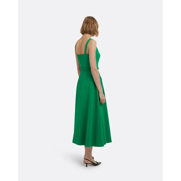 Safiyaa Ginny Midi Dress in Jewel Green with Embellished Belt, view 3