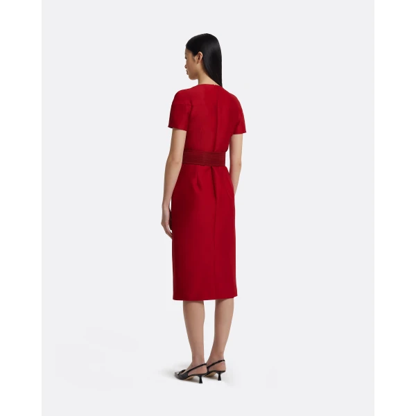 Safiyaa Kamari Midi Dress in Swinton on Radiant Red, view 3