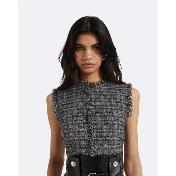 Safiyaa Maeva Metalllic Greyscale Midi Dress, view 4