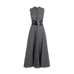 Safiyaa Maeva Metalllic Greyscale Midi Dress