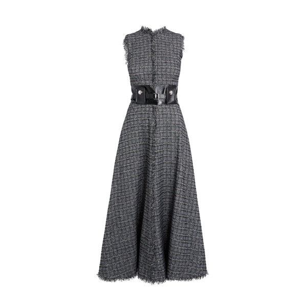 Safiyaa Maeva Metalllic Greyscale Midi Dress