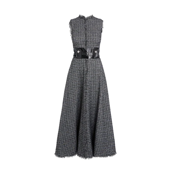 Safiyaa Maeva Metalllic Greyscale Midi Dress