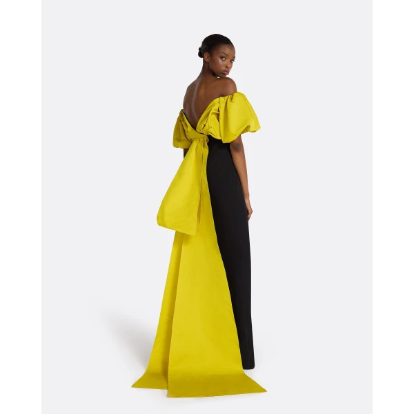 Safiyaa Milia Black & Chartreuse Long Dress, view 3