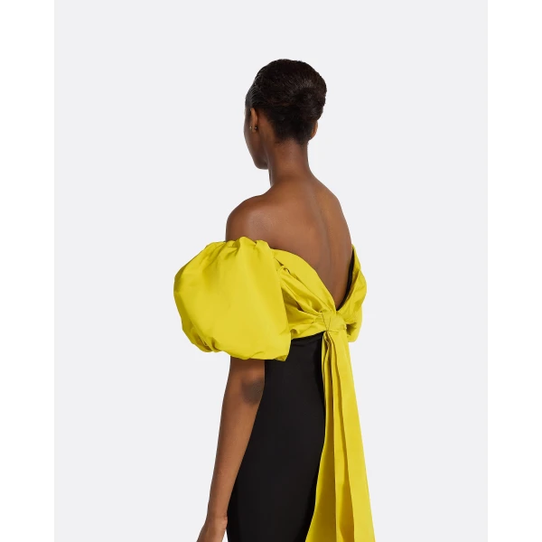 Safiyaa Milia Black & Chartreuse Long Dress, view 4