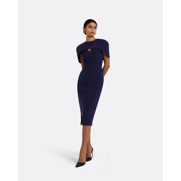 Safiyaa Rosa Azurite Blue Midi Dress, view 2