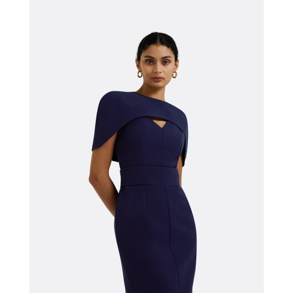 Safiyaa Rosa Azurite Blue Midi Dress, view 4