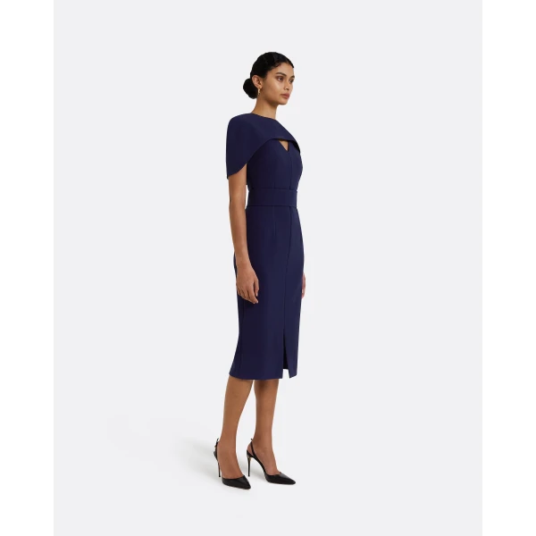 Safiyaa Rosa Azurite Blue Midi Dress, view 5