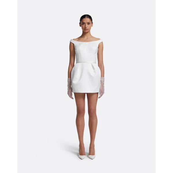 Safiyaa Senka Short Dress in Porcelain, view 6