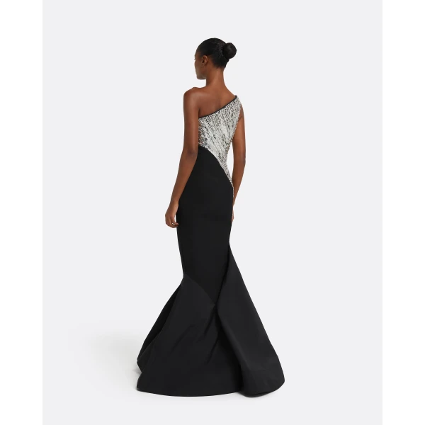 Safiyaa Tia Dress Long in Black with Crystal, view 3