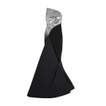Safiyaa Tia Dress Long in Black with Crystal
