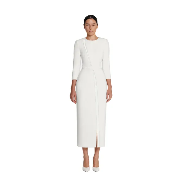 Safiyaa Vietta Midi Dress in Ivory, view 2