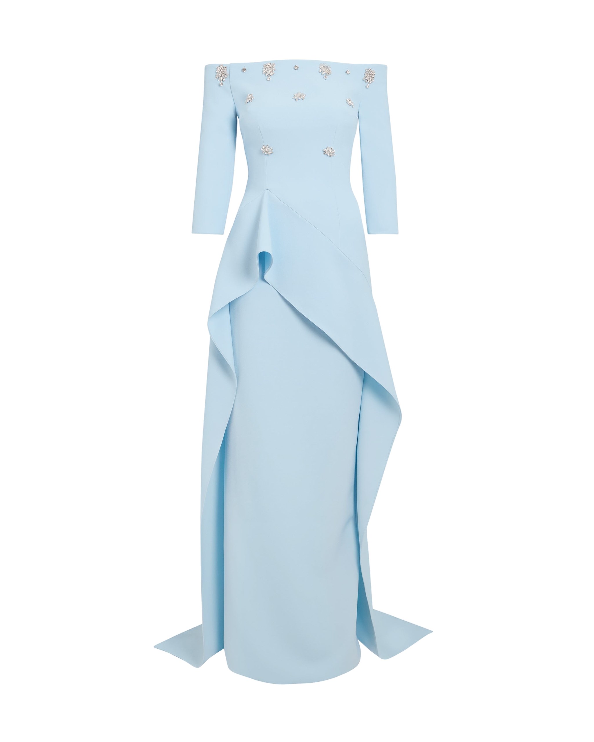 Zetta Long Dress in Pale Blue with Crystal