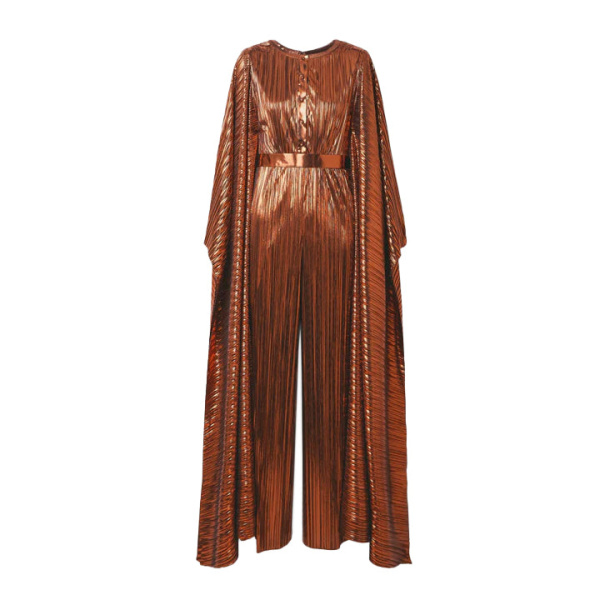 SemSem Bronze Belted Plissé Jumpsuit