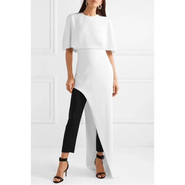 SemSem Cape Effect Asymmetric Crepe Tunic in Black, view 3