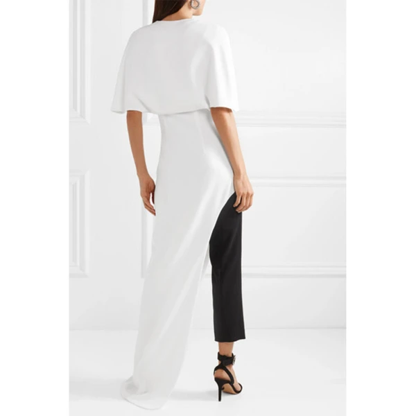 SemSem Cape Effect Asymmetric Crepe Tunic in Black, view 4