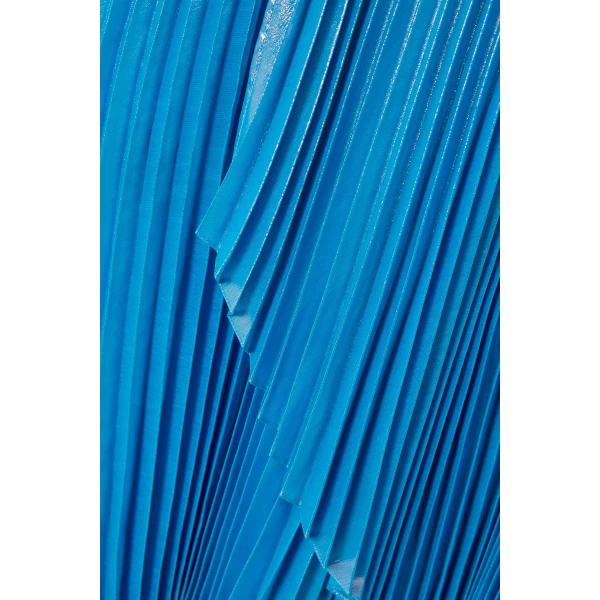 SemSem Capri Draped Plissé-Lamé Gown in Blue, view 2