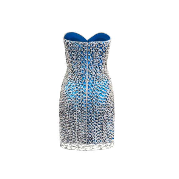 SemSem Crystal Cord Macramé Mini Dress in Ombre, view 4