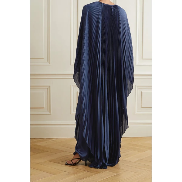 SemSem Crystal Embellished Plissé Satin Maxi Dress, view 4