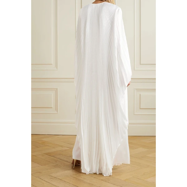 SemSem Crystal Embellished Plissé-Satin Maxi Dress, view 4