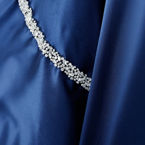 SemSem Crystal Embellished Silk Kaftan-Navy Dress, view 2
