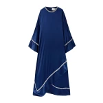SemSem Crystal Embellished Silk Kaftan-Navy Dress