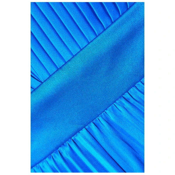 SemSem Cutout Pleated Satin Jumpsuit in Azure, view 5
