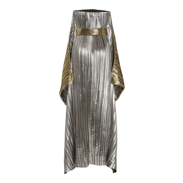 SemSem Draped Pleated Lamé Gown, view 2