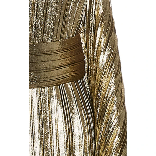 SemSem Draped Pleated Lamé Gown, view 3