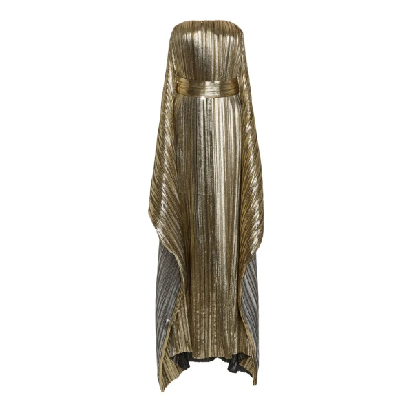 SemSem Draped Pleated Lamé Gown