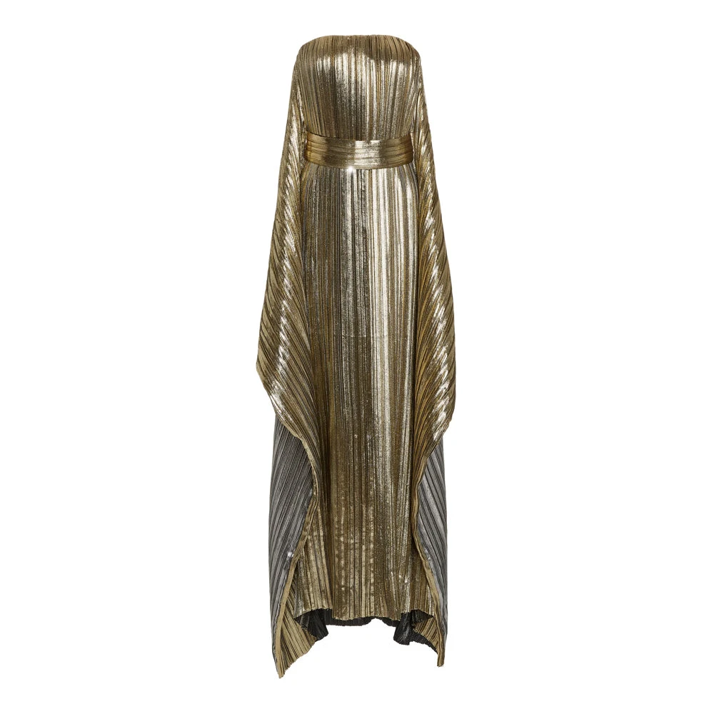 SemSem Draped Pleated Lamé Gown