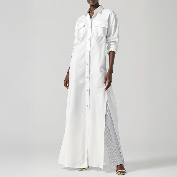 SemSem Egyptian Cotton Shirt Dress in White, view 2