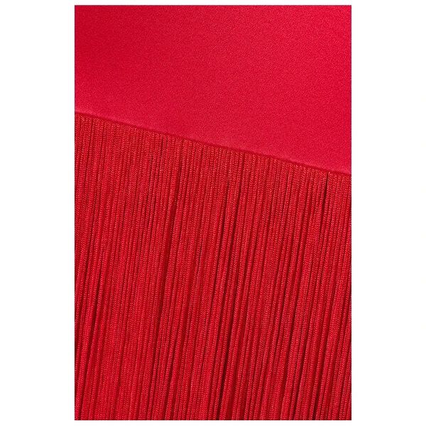 SemSem Fringed Silk-Satin Top in Red, view 5