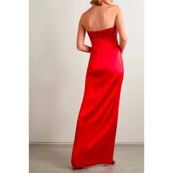 SemSem Gathered Sequin-Embellished Charmeuse Gown, view 4