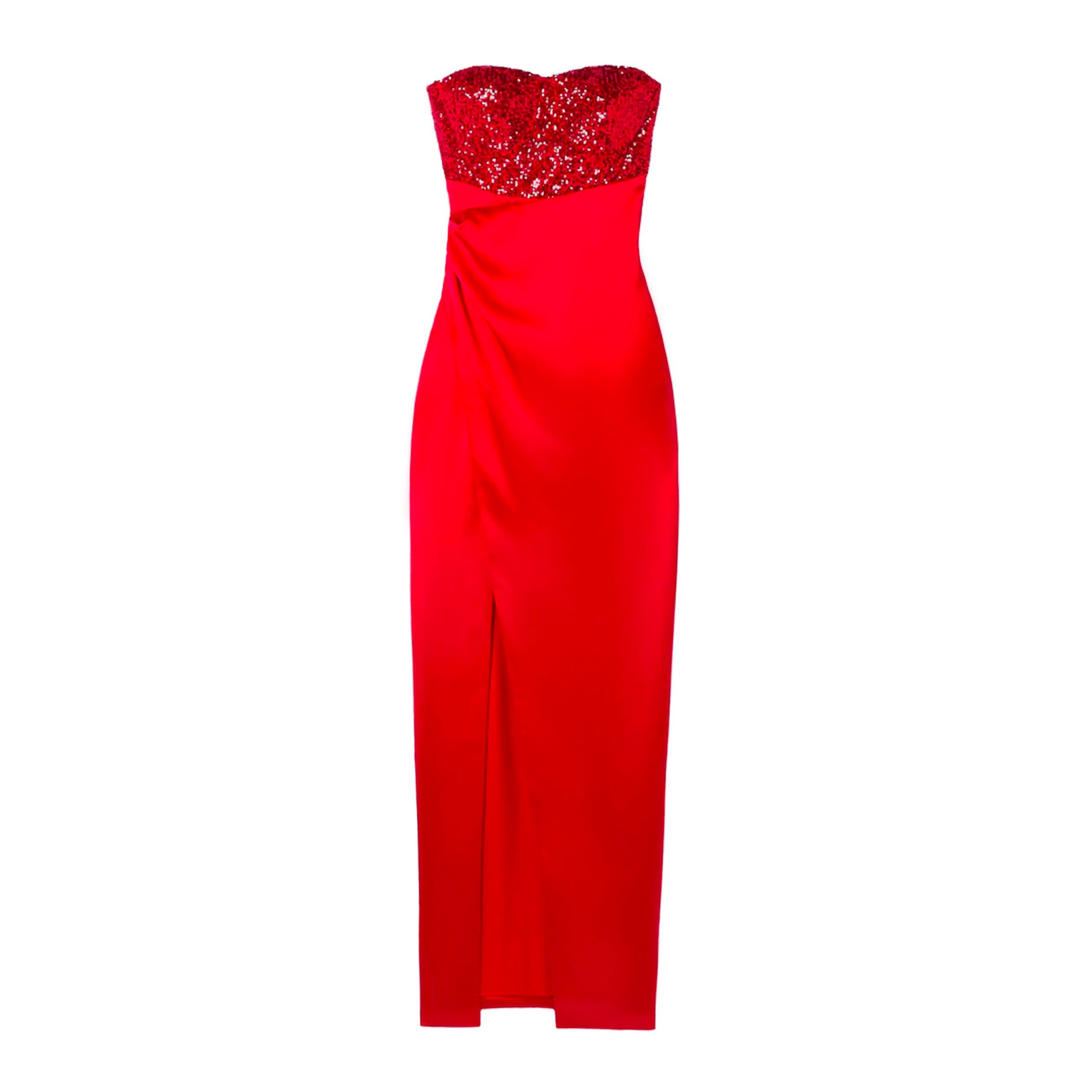 SemSem Gathered Sequin-Embellished Charmeuse Gown
