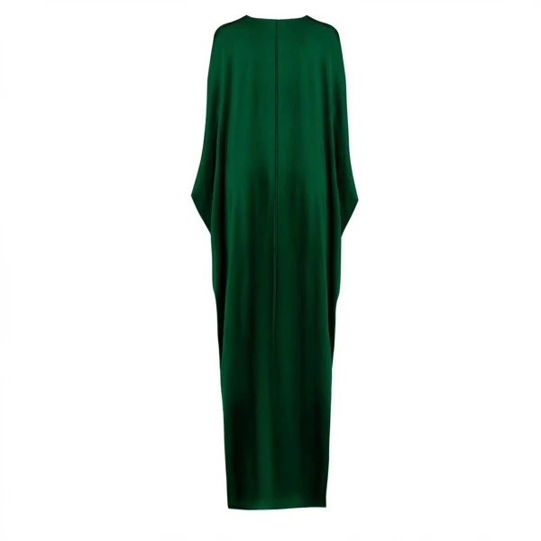 SemSem Gathered Viscose Jersey Kaftan Dress in Emerald, view 2